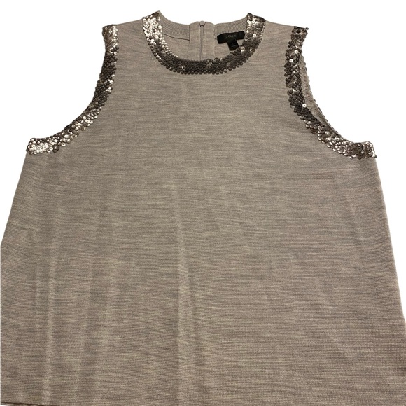 J. Crew sequin tank women’s sz Large 50% merino wool lightweight summer evening - Picture 3 of 7